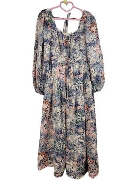 Anthropologie Moon River Puff Sleeve Cottage Core Midi Dress - S